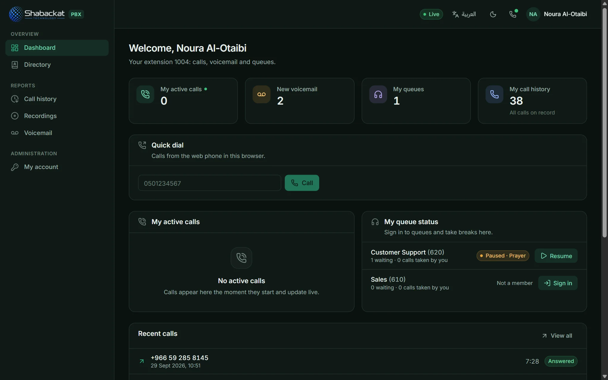 An agent's dashboard, on a prayer break in the Customer Support queue.