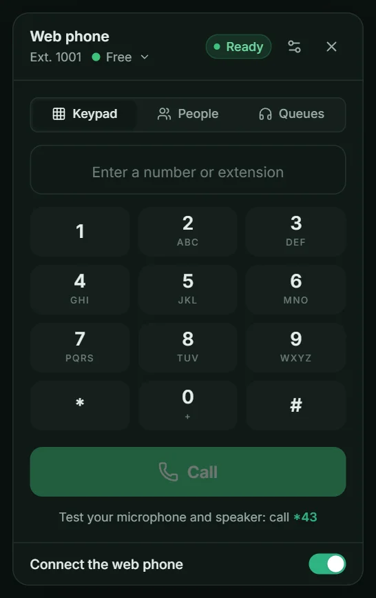 The keypad. On touch screens, hold 0 for +.