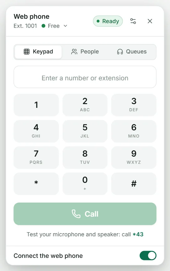 The keypad. On touch screens, hold 0 for +.